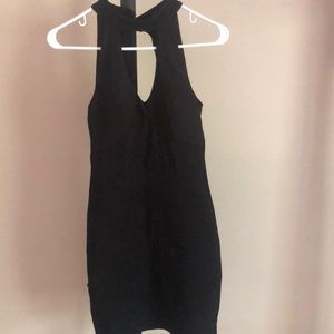 Black cut out halter dress